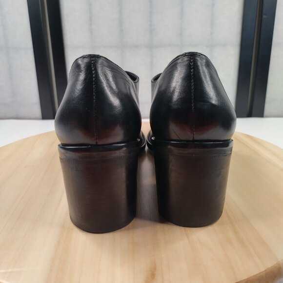 Bandolino Atlanta Monk Strap Chunky Heel Black Leather Loafers Women US 9.5M - Picture 7 of 12